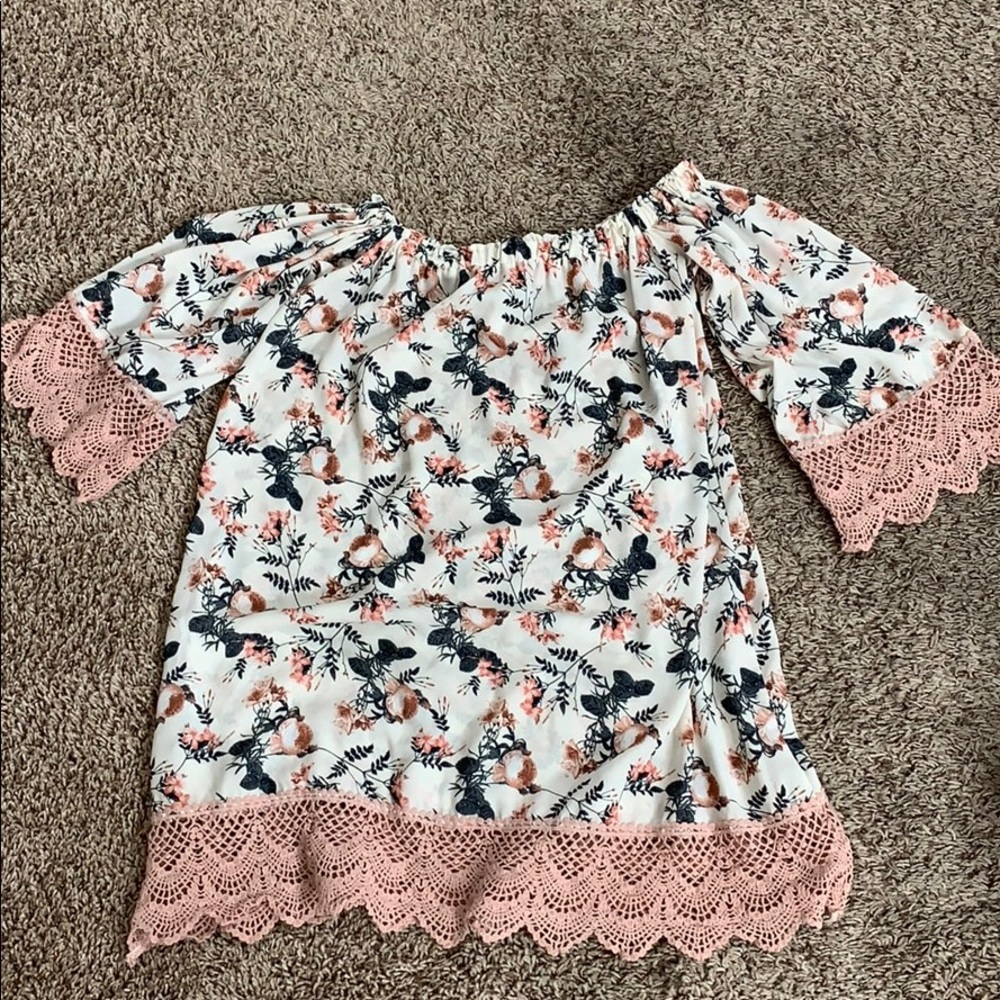 ivory with dusty rose flowers